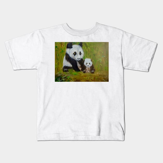 Mama and Baby Panda Kids T-Shirt by jennyleeandjim